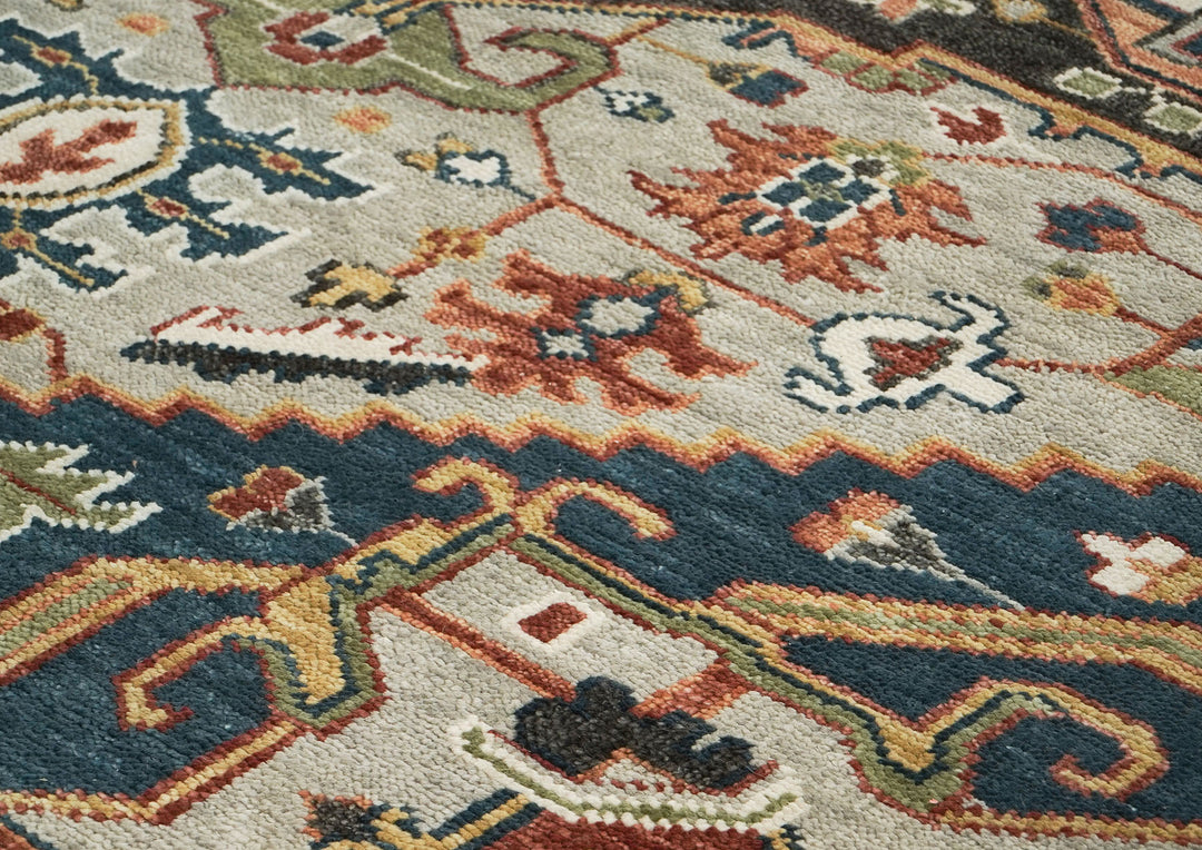 10x14 Gray, Green, Ivory Color Hand Knotted Oushak Wool  Oriental Rug