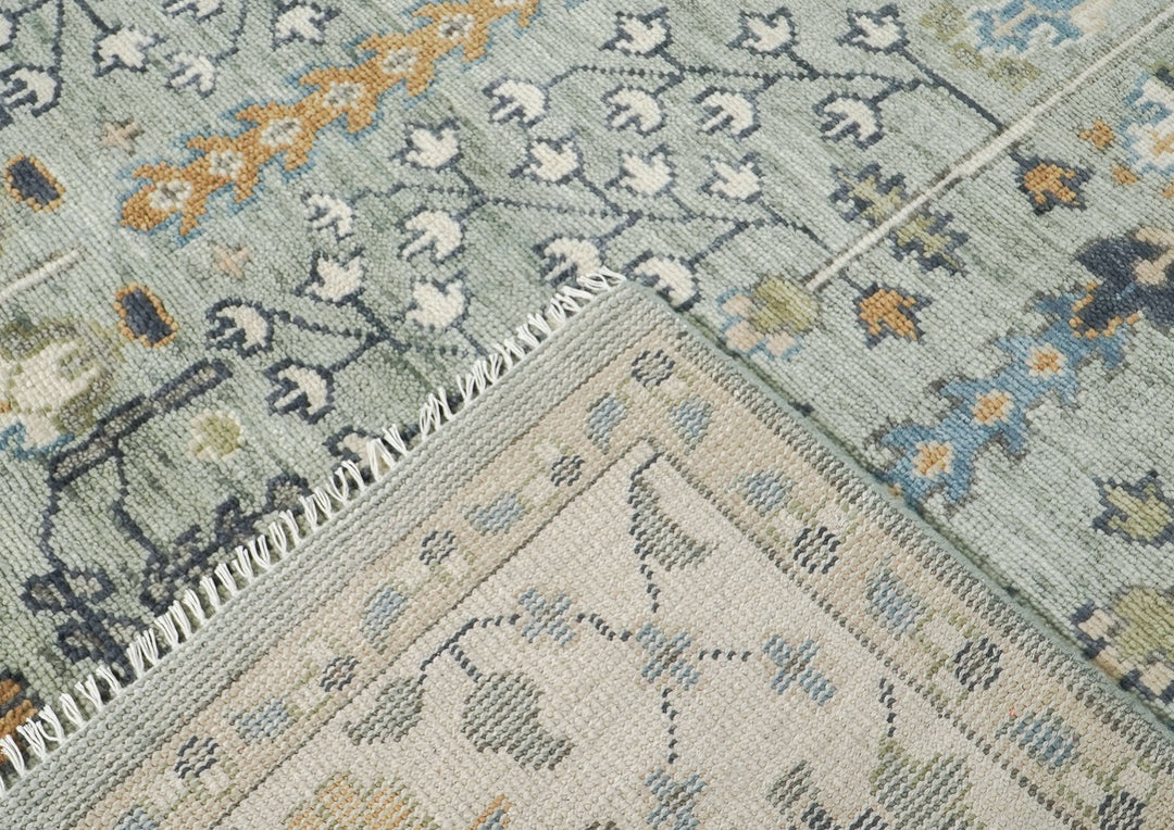 10x14 Slate, Ivory, Blue Color Hand Knotted Oushak Wool Transitional Oriental Rug