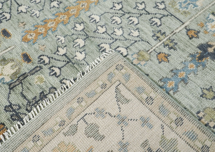 10x14 Slate, Ivory, Blue Color Hand Knotted Oushak Wool Transitional Oriental Rug