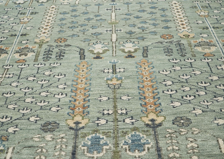 10x14 Slate, Beige, Blue Color Hand Knotted Oushak Wool Transitional Oriental Rug