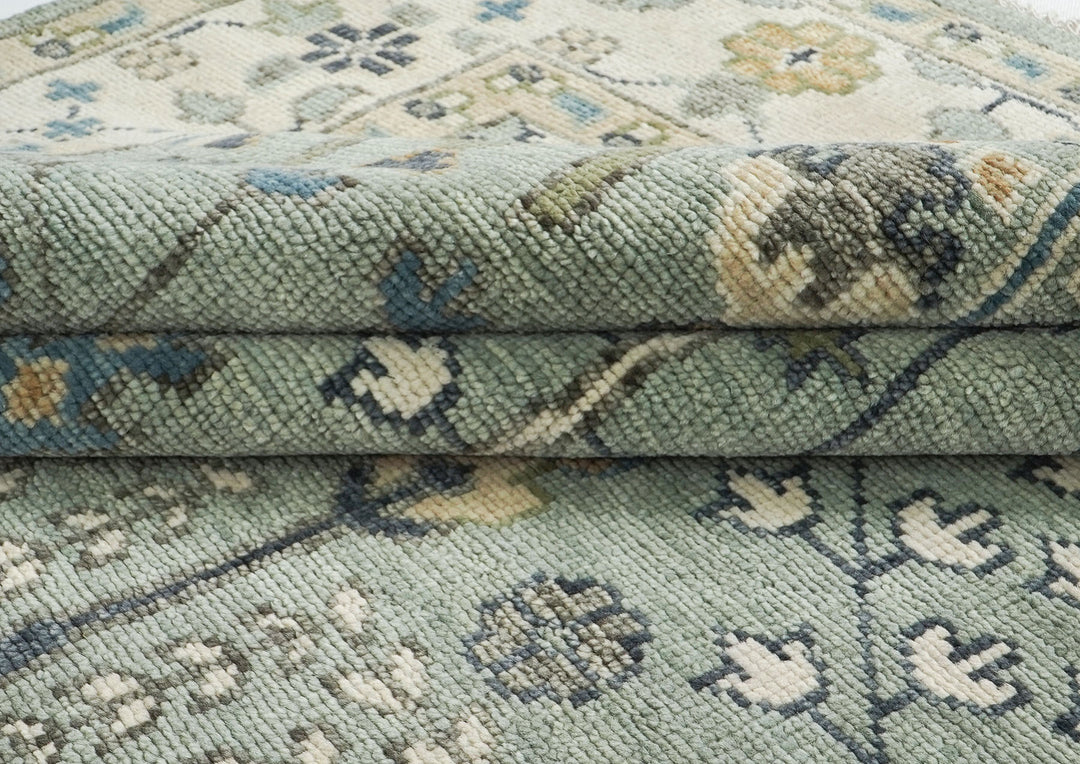 10x14 Slate, Beige, Blue Color Hand Knotted Oushak Wool Transitional Oriental Rug