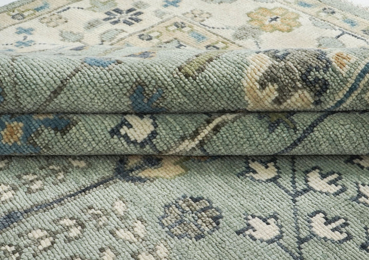 10x14 Slate, Beige, Blue Color Hand Knotted Oushak Wool Transitional Oriental Rug