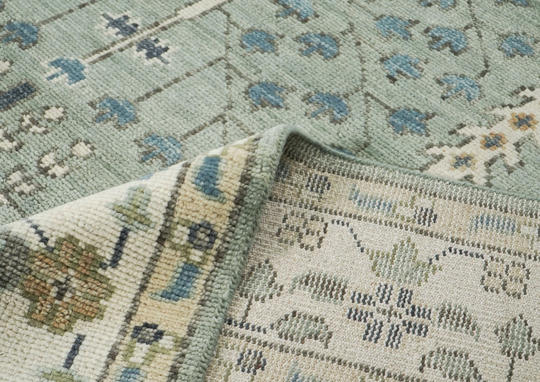 10x14 Slate, Beige, Blue Color Hand Knotted Oushak Wool Transitional Oriental Rug