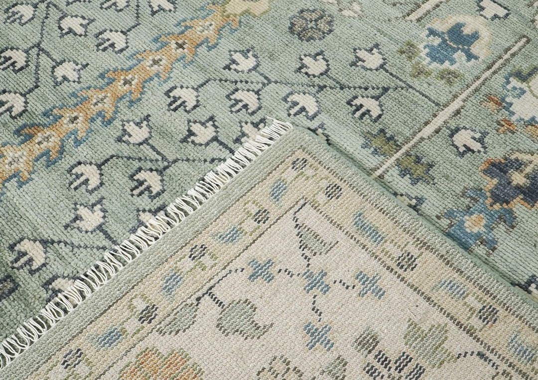 10x14 Slate, Beige, Blue Color Hand Knotted Oushak Wool Transitional Oriental Rug