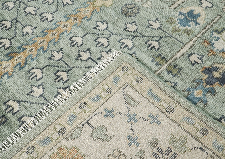 10x14 Slate, Beige, Blue Color Hand Knotted Oushak Wool Transitional Oriental Rug
