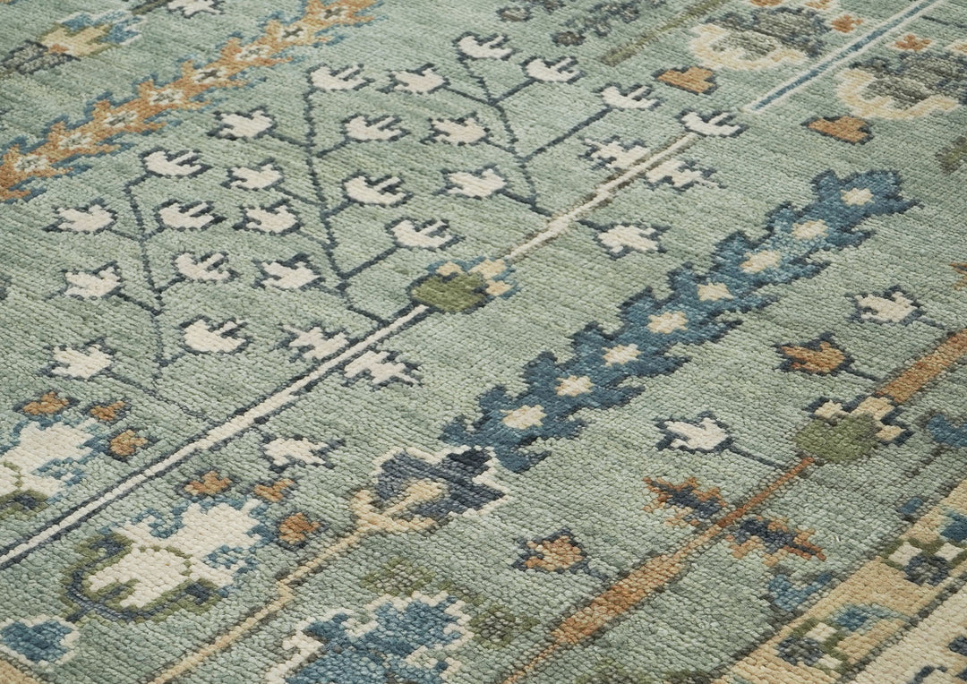 10x14 Slate, Beige, Blue Color Hand Knotted Oushak Wool Transitional Oriental Rug