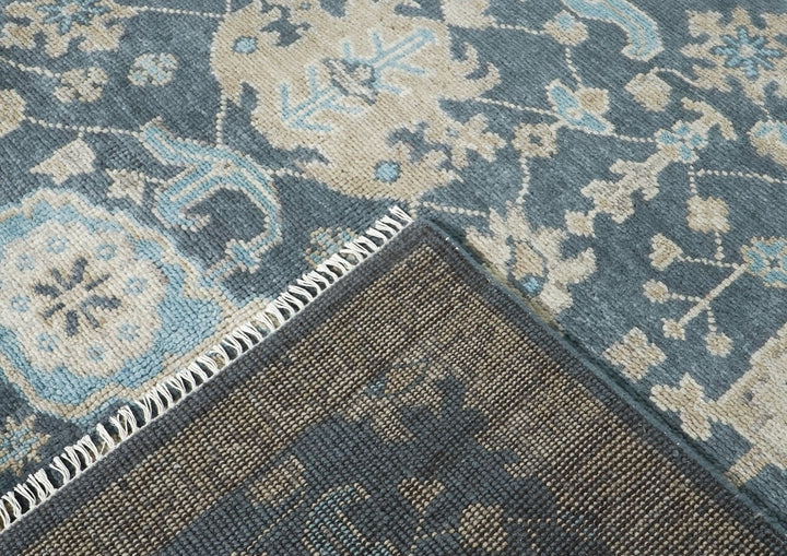 10x14 Blue, Beige, Tan Color Hand Knotted Oushak Wool Arts and Crafts Oriental Rug