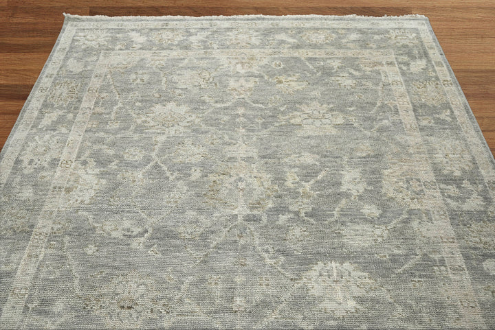 Celeste Rugs Multi Sizes Hand-Knotted 100% Wool Oushak Rug Classic Gray & Beige Traditional Oriental Style