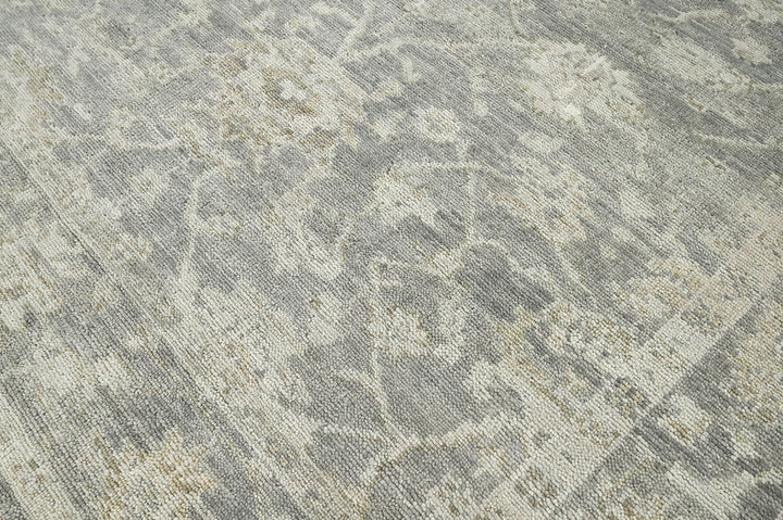 Celeste Rugs Multi Sizes Hand-Knotted 100% Wool Oushak Rug Classic Gray & Beige Traditional Oriental Style