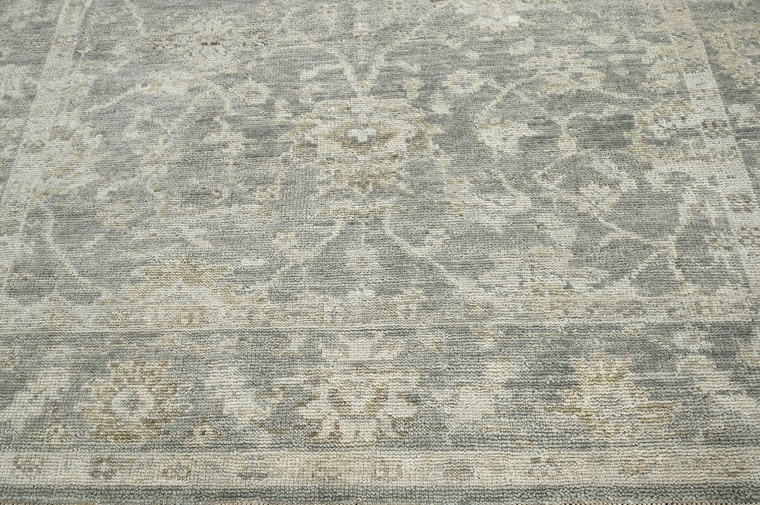 Celeste Rugs Multi Sizes Hand-Knotted 100% Wool Oushak Rug Classic Gray & Beige Traditional Oriental Style