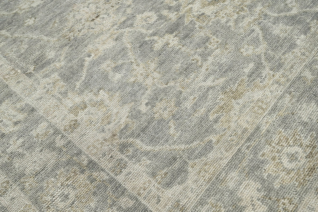 Celeste Rugs Multi Sizes Hand-Knotted 100% Wool Oushak Rug Classic Gray & Beige Traditional Oriental Style