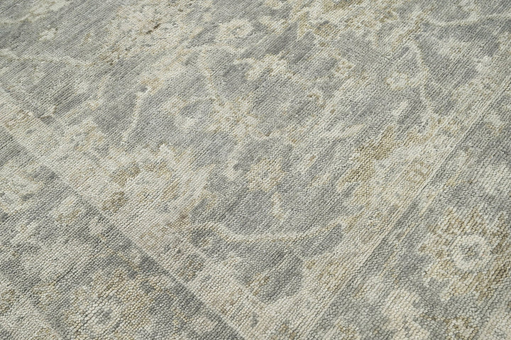 Celeste Rugs Multi Sizes Hand-Knotted 100% Wool Oushak Rug Classic Gray & Beige Traditional Oriental Style