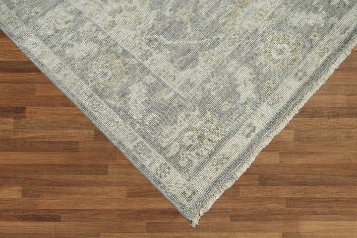Celeste Rugs Multi Sizes Hand-Knotted 100% Wool Oushak Rug Classic Gray & Beige Traditional Oriental Style