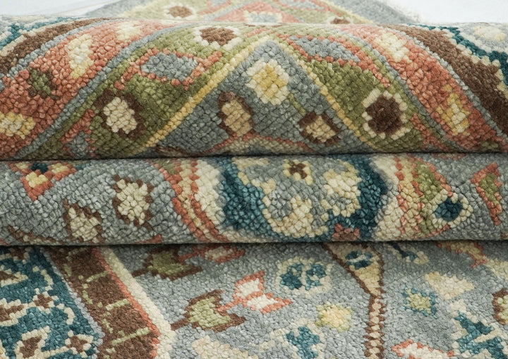 10x14 Slate, Green, Rose Color Hand Knotted Oushak Wool Traditional Oriental Rug
