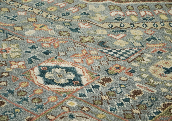 10x14 Slate, Green, Rose Color Hand Knotted Oushak Wool Traditional Oriental Rug