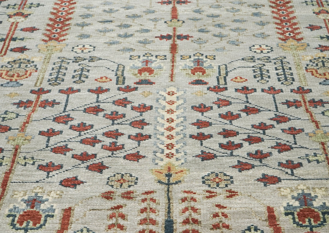 10x14 Slate, Burnt Orange, Tan Color Hand Knotted Oushak Wool Transitional Oriental Rug