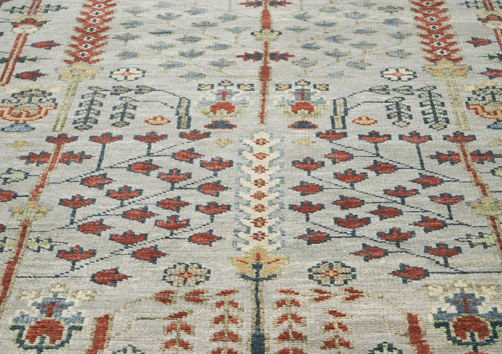 10x14 Slate, Burnt Orange, Tan Color Hand Knotted Oushak Wool Transitional Oriental Rug