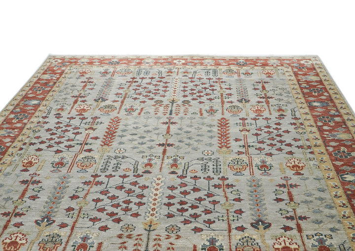 10x14 Slate, Burnt Orange, Tan Color Hand Knotted Oushak Wool Transitional Oriental Rug