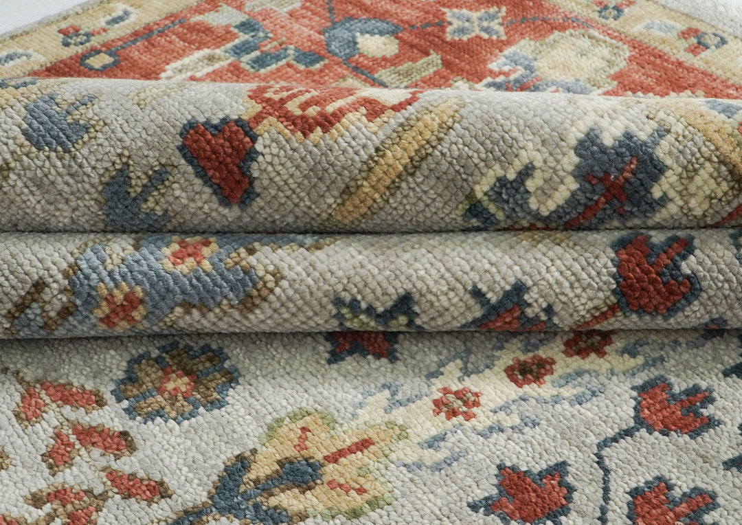 10x14 Slate, Burnt Orange, Tan Color Hand Knotted Oushak Wool Transitional Oriental Rug