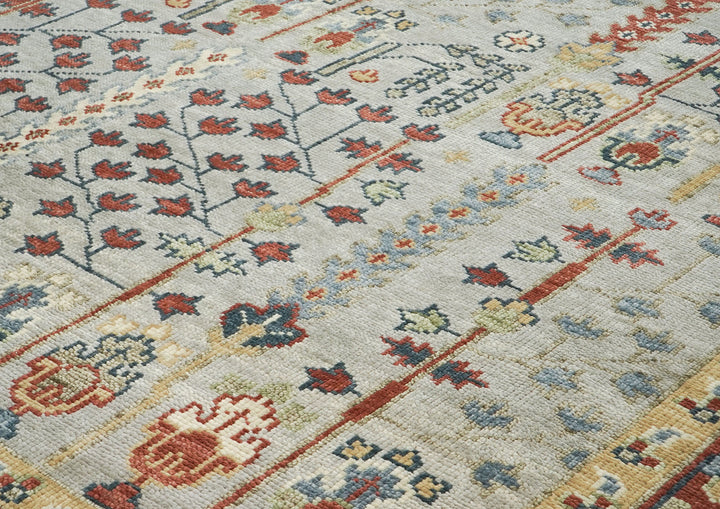 10x14 Slate, Burnt Orange, Tan Color Hand Knotted Oushak Wool Transitional Oriental Rug