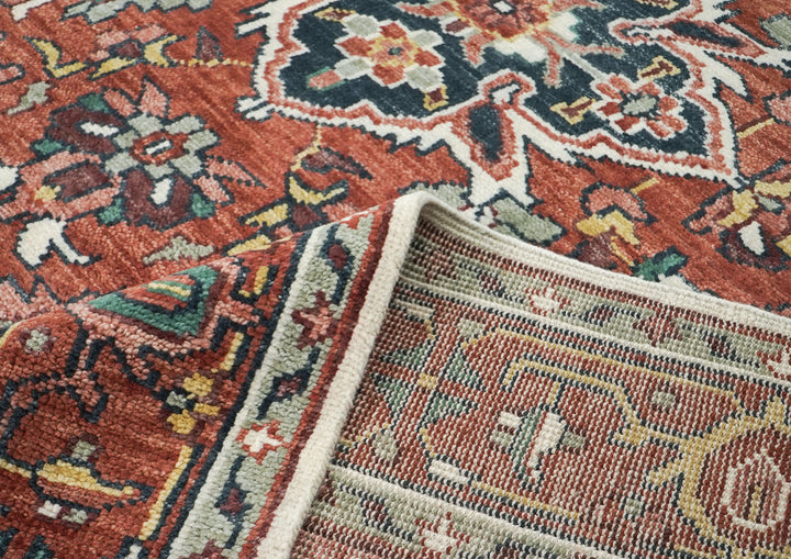 10x14 Rust, Ivory, Rose Color Hand Knotted Oushak Wool  Oriental Rug