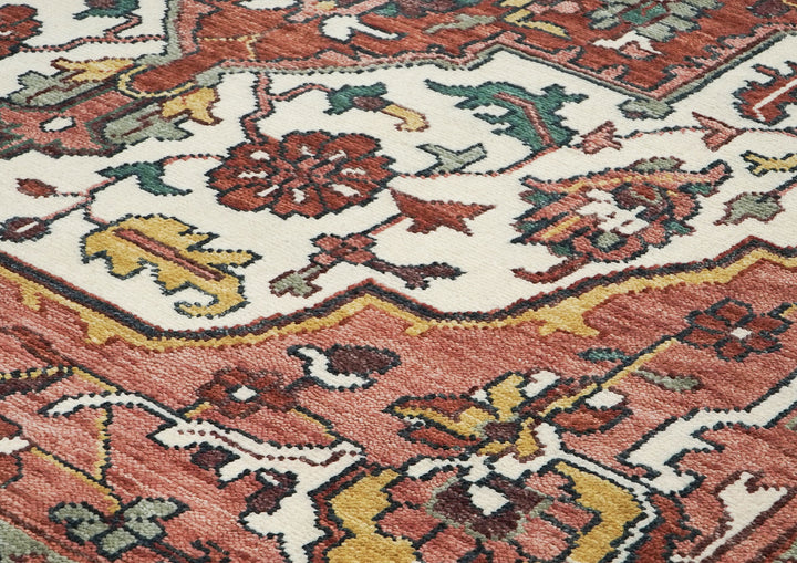 10x14 Rust, Ivory, Rose Color Hand Knotted Oushak Wool  Oriental Rug