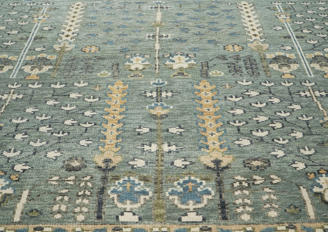 10x14 Slate, Beige, Brown Color Hand Knotted Oushak Wool Transitional Oriental Rug