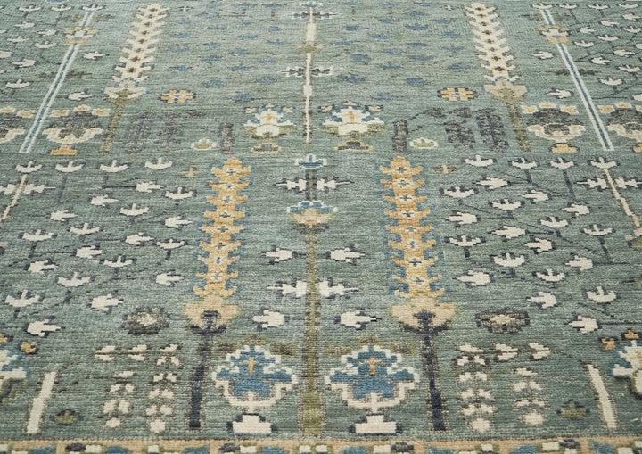 10x14 Slate, Beige, Brown Color Hand Knotted Oushak Wool Transitional Oriental Rug