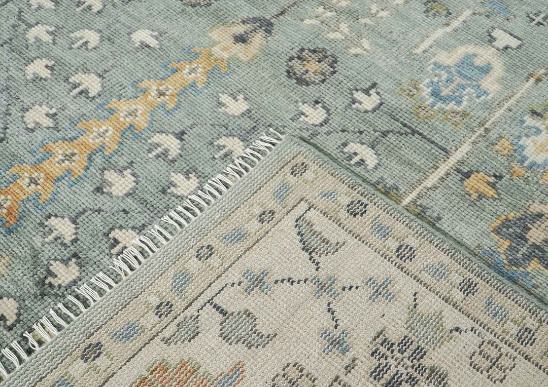 10x14 Slate, Beige, Brown Color Hand Knotted Oushak Wool Transitional Oriental Rug