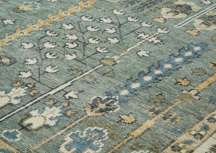10x14 Slate, Beige, Brown Color Hand Knotted Oushak Wool Transitional Oriental Rug