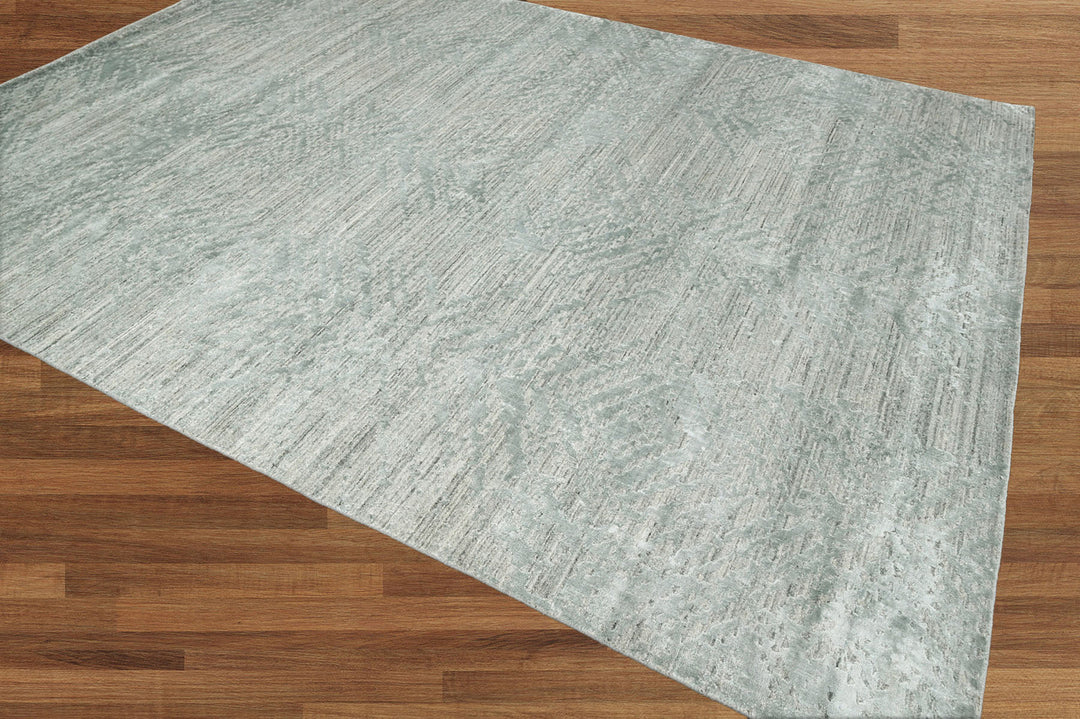 Celeste Rugs Hand Knotted Oushak Modern & Contemporary 100% Wool Oriental Area Rug Celadon Gray 9x12 Size.