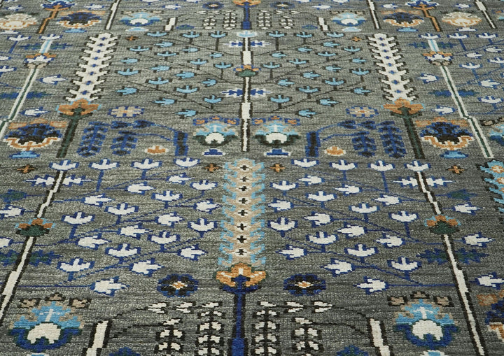 10x14 Gray, Ivory, Gold Color Hand Knotted Oushak Wool Transitional Oriental Rug