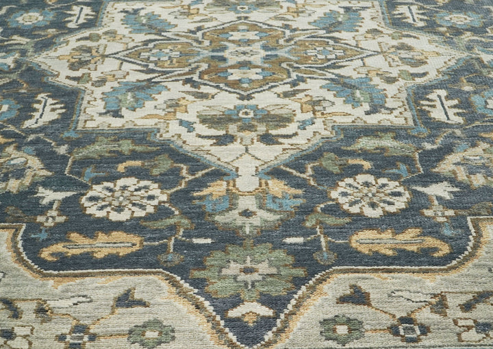10x14 Slate, Blue, Beige Color Hand Knotted Oushak Wool  Oriental Rug