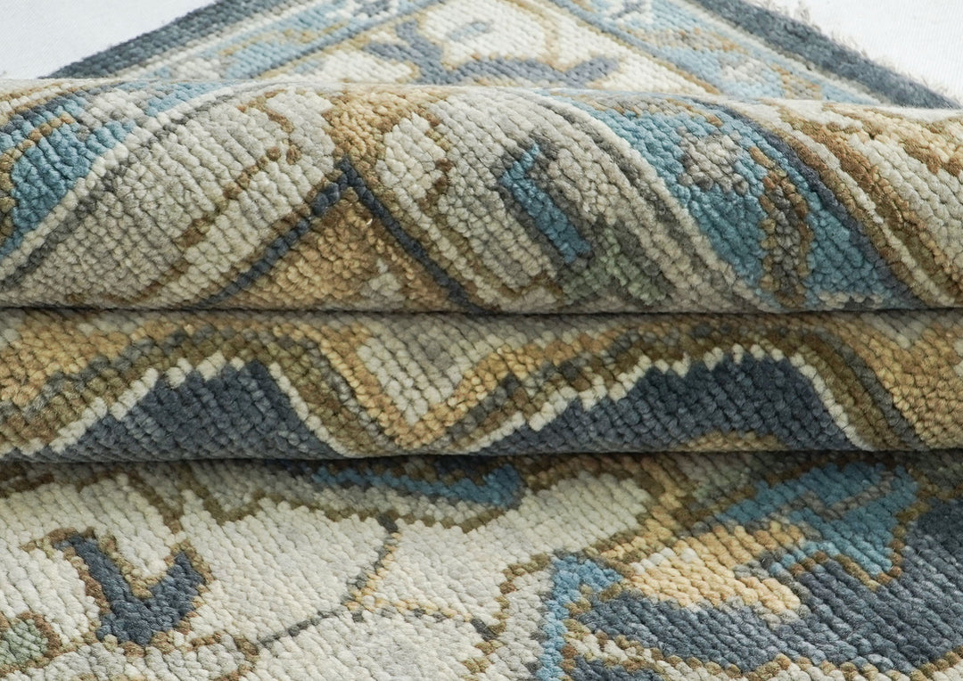 10x14 Slate, Blue, Beige Color Hand Knotted Oushak Wool  Oriental Rug
