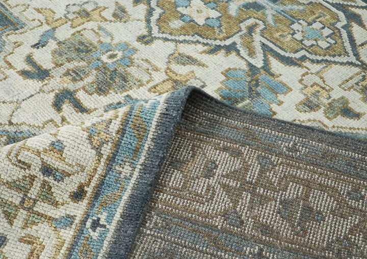 10x14 Slate, Blue, Beige Color Hand Knotted Oushak Wool  Oriental Rug