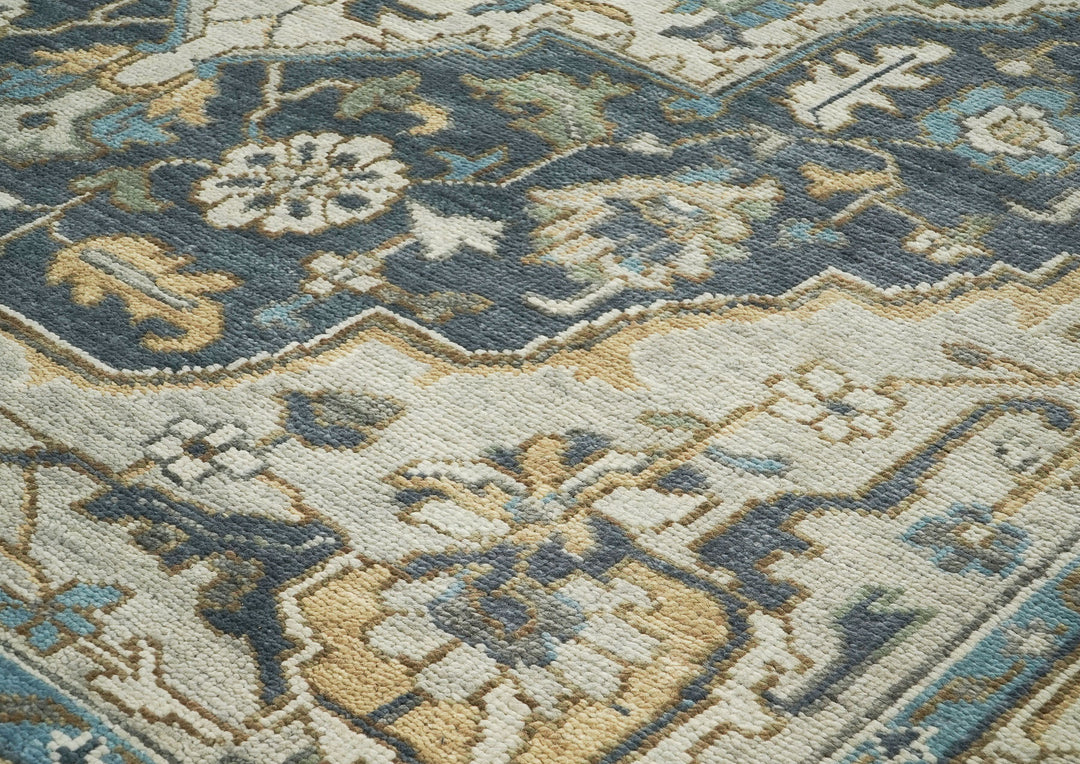 10x14 Slate, Blue, Beige Color Hand Knotted Oushak Wool  Oriental Rug