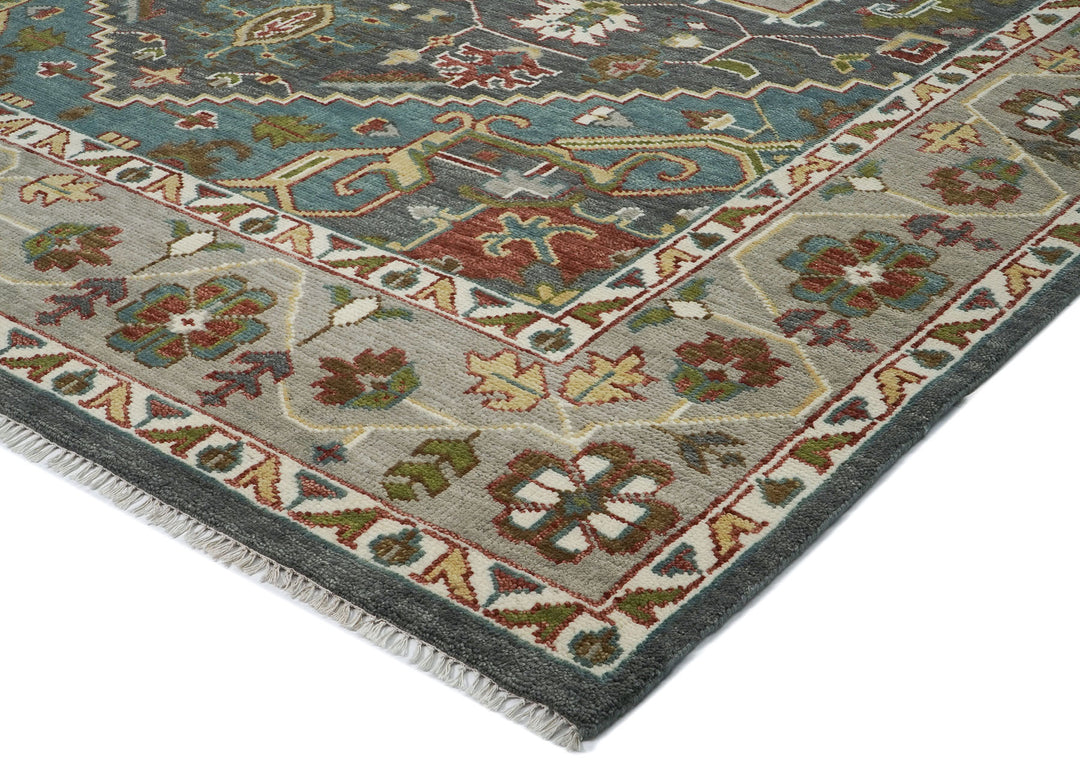 10x14 Gray, Taupe, Ivory Color Hand Knotted Oushak Wool  Oriental Rug