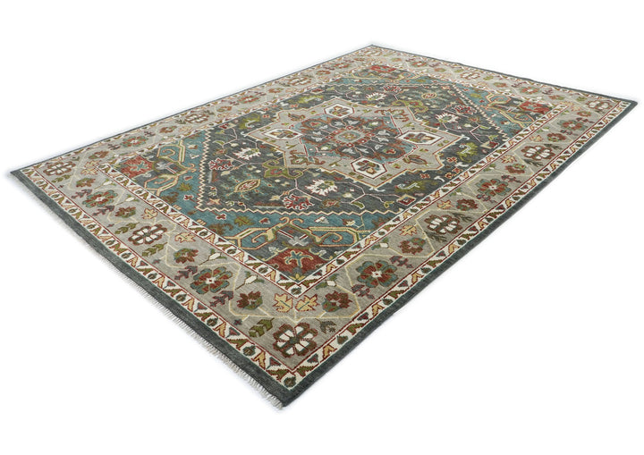10x14 Gray, Taupe, Ivory Color Hand Knotted Oushak Wool  Oriental Rug