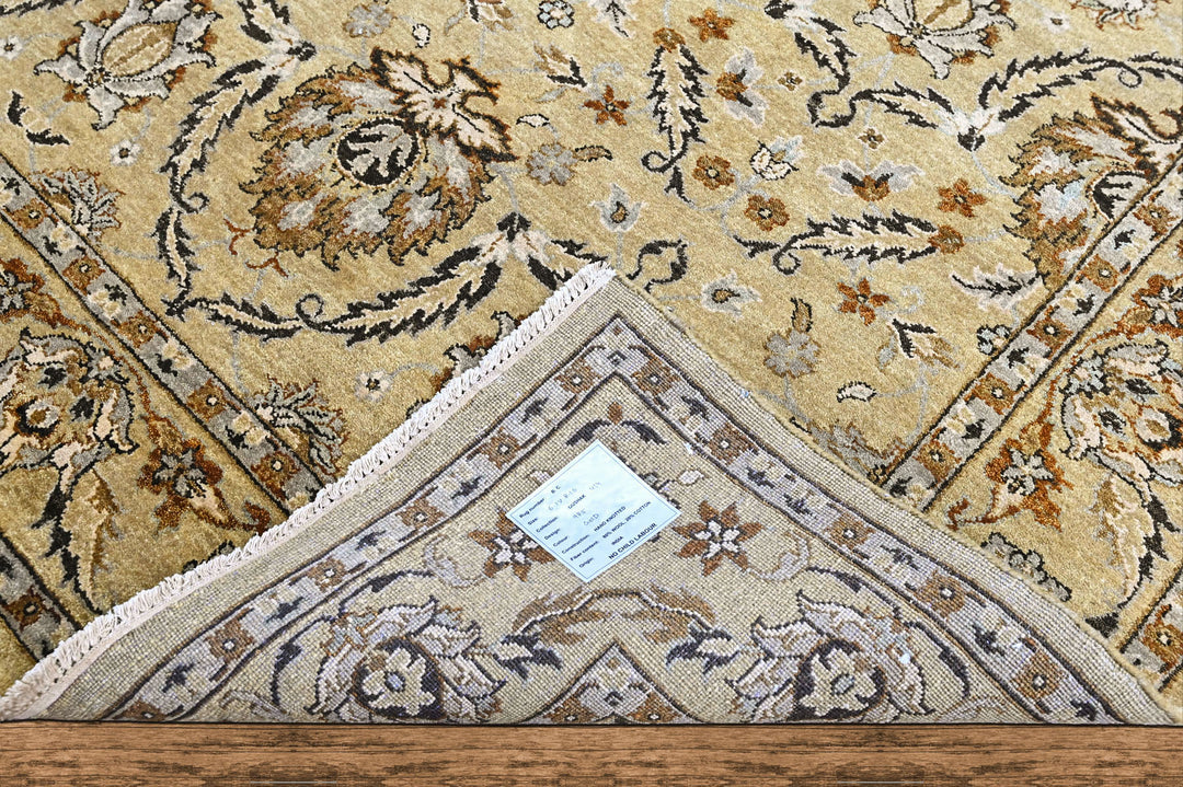 6x9 Pistachio, Brown, Black Color Hand Knotted Oushak Wool Traditional Oriental Rug