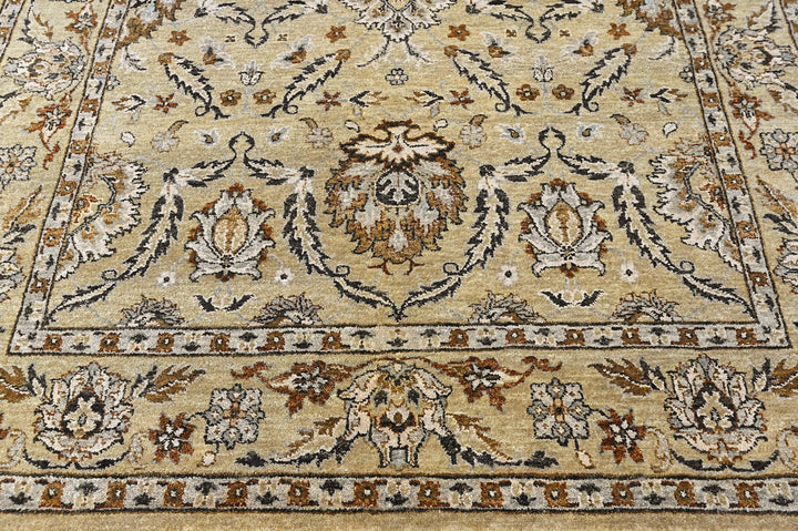6x9 Pistachio, Brown, Black Color Hand Knotted Oushak Wool Traditional Oriental Rug