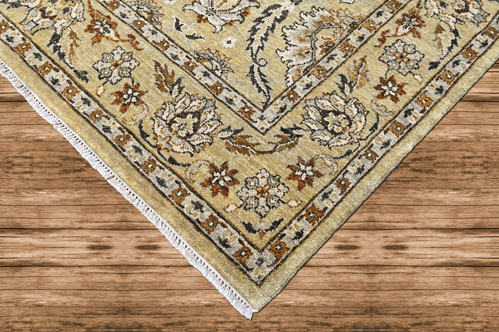 6x9 Pistachio, Brown, Black Color Hand Knotted Oushak Wool Traditional Oriental Rug