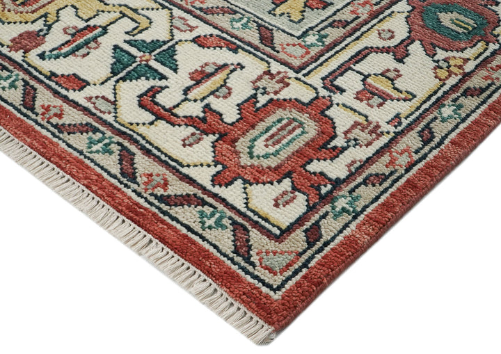 10x14 Rust, Mint, Ivory Color Hand Knotted Oushak Wool  Oriental Rug