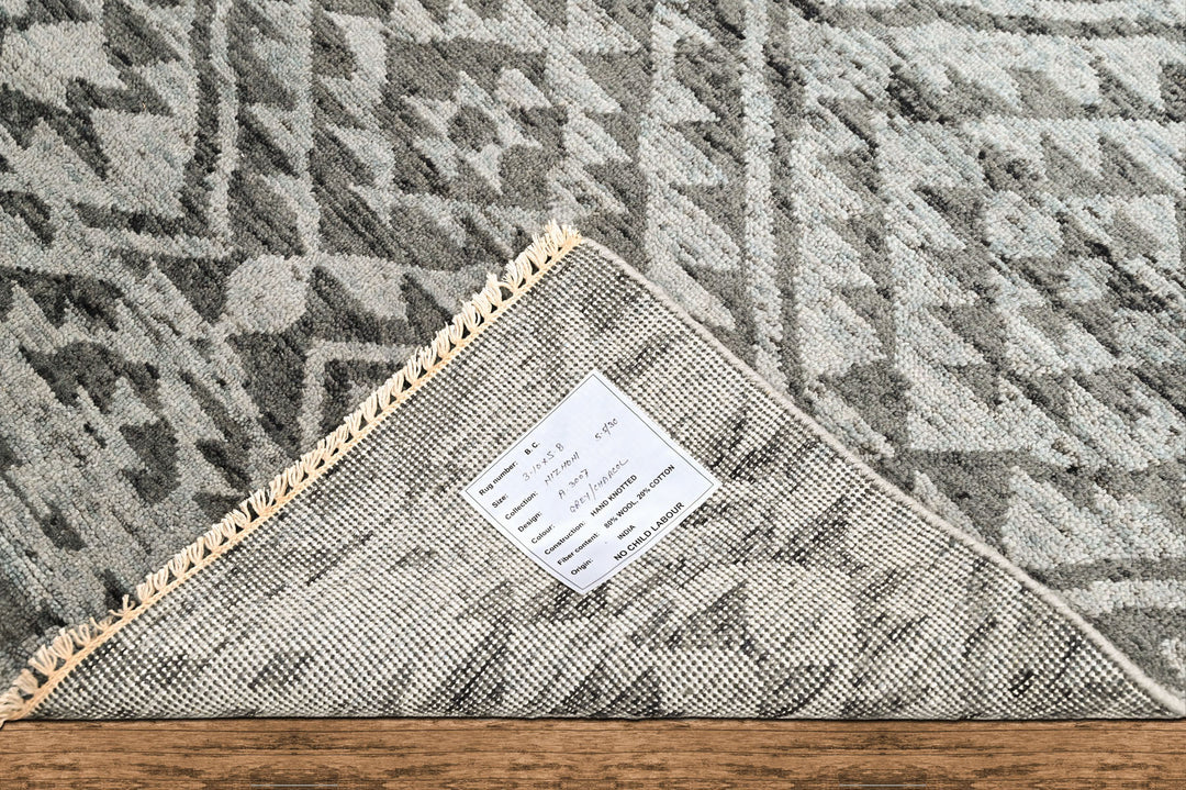 4x6 Dark Gray, Silver, Color Hand Knotted Oushak Wool  Oriental Rug