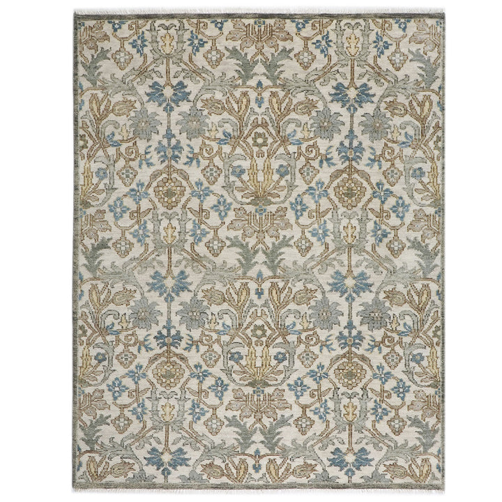 8x10 Beige, Blue, Gray Color Hand Knotted Oushak Wool Transitional Oriental Rug