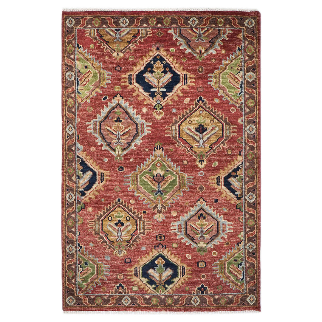 5x8 Rose, Gold, Lime Color Hand Knotted Oushak Wool  Oriental Rug