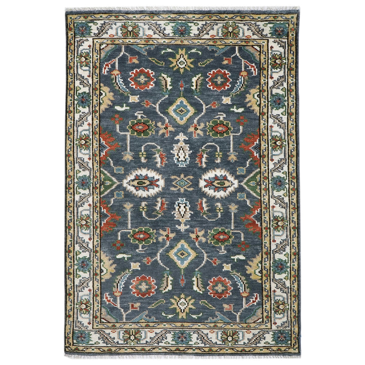5x8 Slate, Ivory, Burnt Orange Go Color Hand Knotted Oushak Wool  Oriental Rug