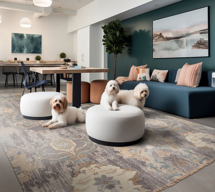 9x12 Gray, Beige, Brown Color Hand Knotted All-Over 100% Wool Modern & Contemporary Oriental Rug