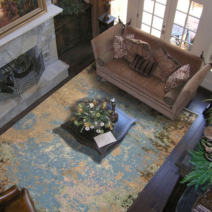 9x12 Blue, Beige, Tan Color Hand Knotted Sherpa 100% Wool Modern & Contemporary Oriental Rug