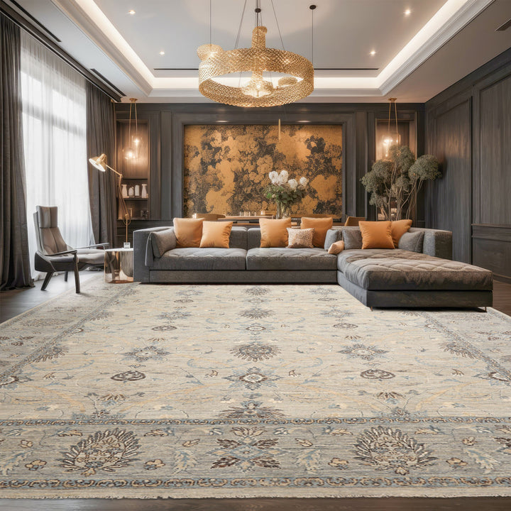 10x14 Beige, Gray, Taupe Color Hand Knotted Khyber Wool Traditional Oriental Rug