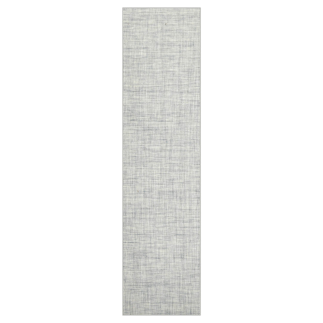 Multi Size Slate Blue Off White Color Hand Woven Textured 80%Wool & 20%Nylon Contemporary Oriental Rug
